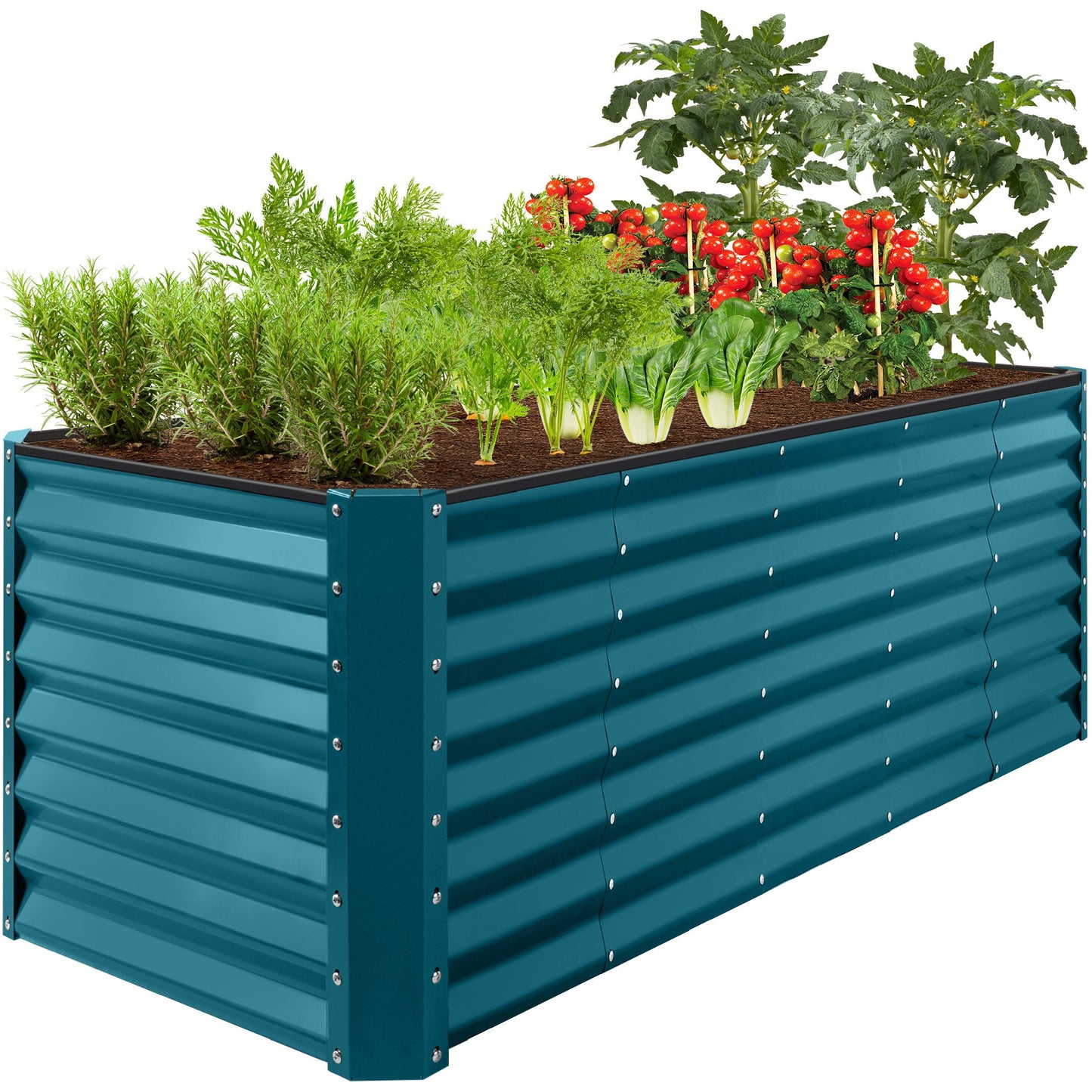 Outdoor Metal Raised Garden Bed for Vegetables Flowers Herbs - 8x2x2ft