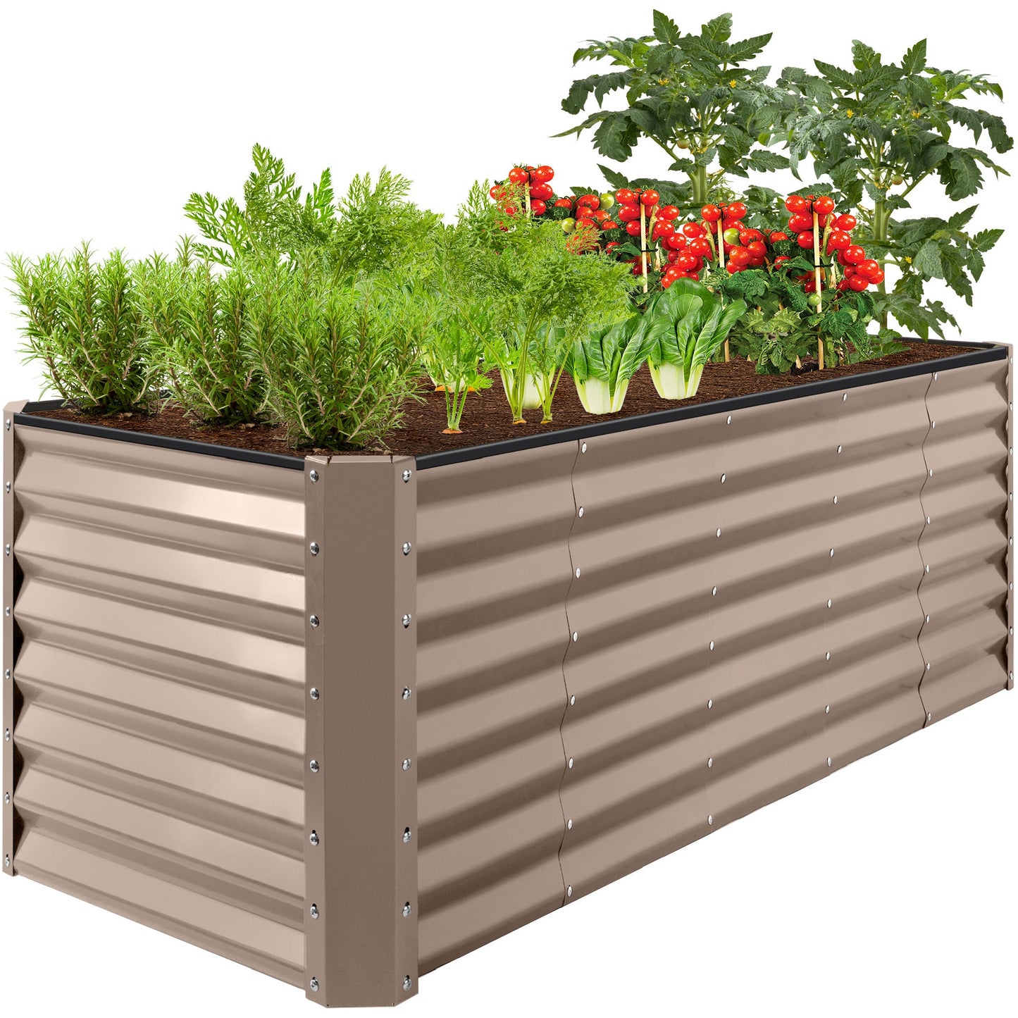 Outdoor Metal Raised Garden Bed for Vegetables Flowers Herbs - 8x2x2ft