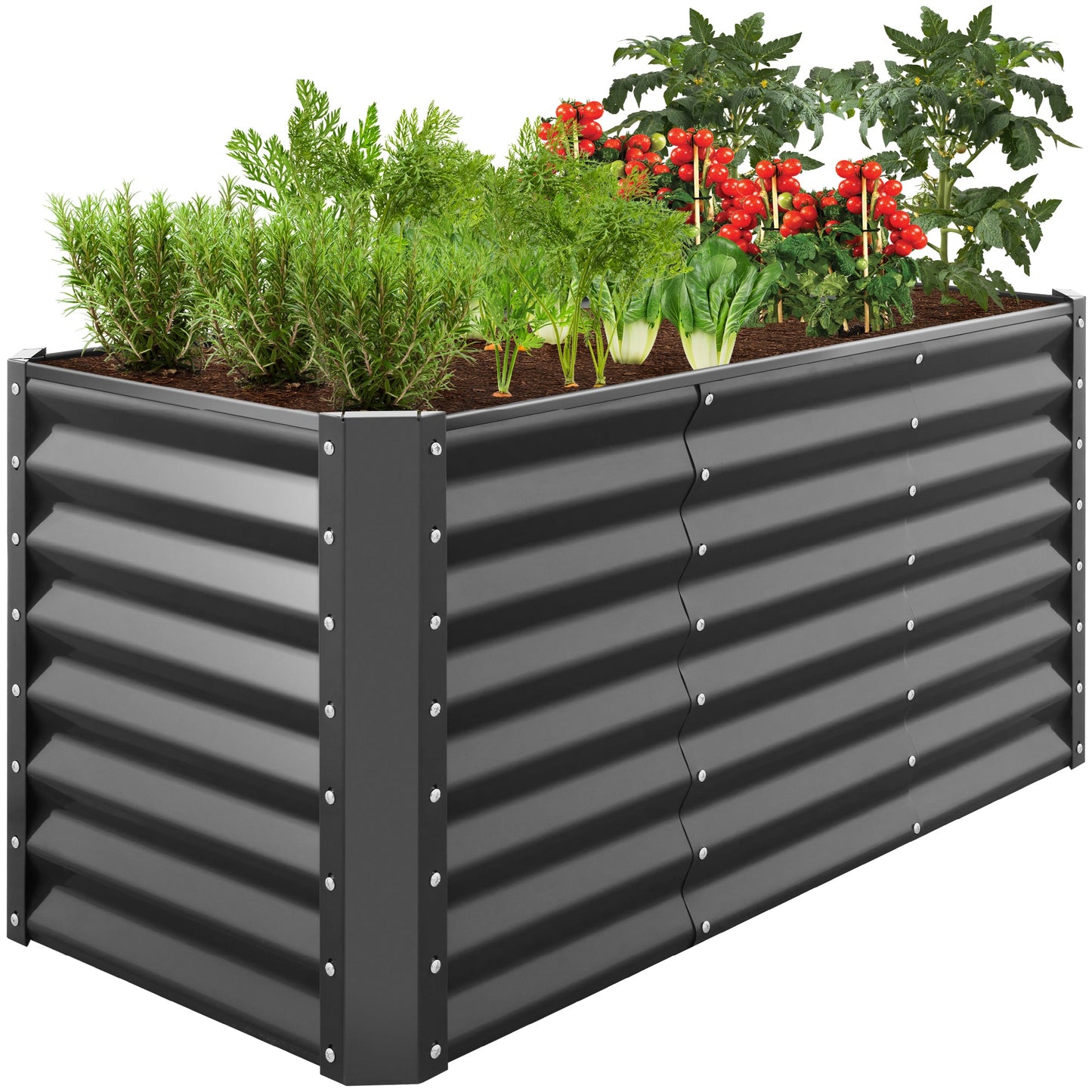 Outdoor Raised Metal Garden Bed for Vegetables Flowers Herbs - 4x2x2ft
