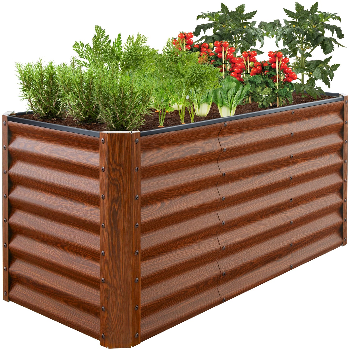 Outdoor Raised Metal Garden Bed for Vegetables Flowers Herbs - 4x2x2ft