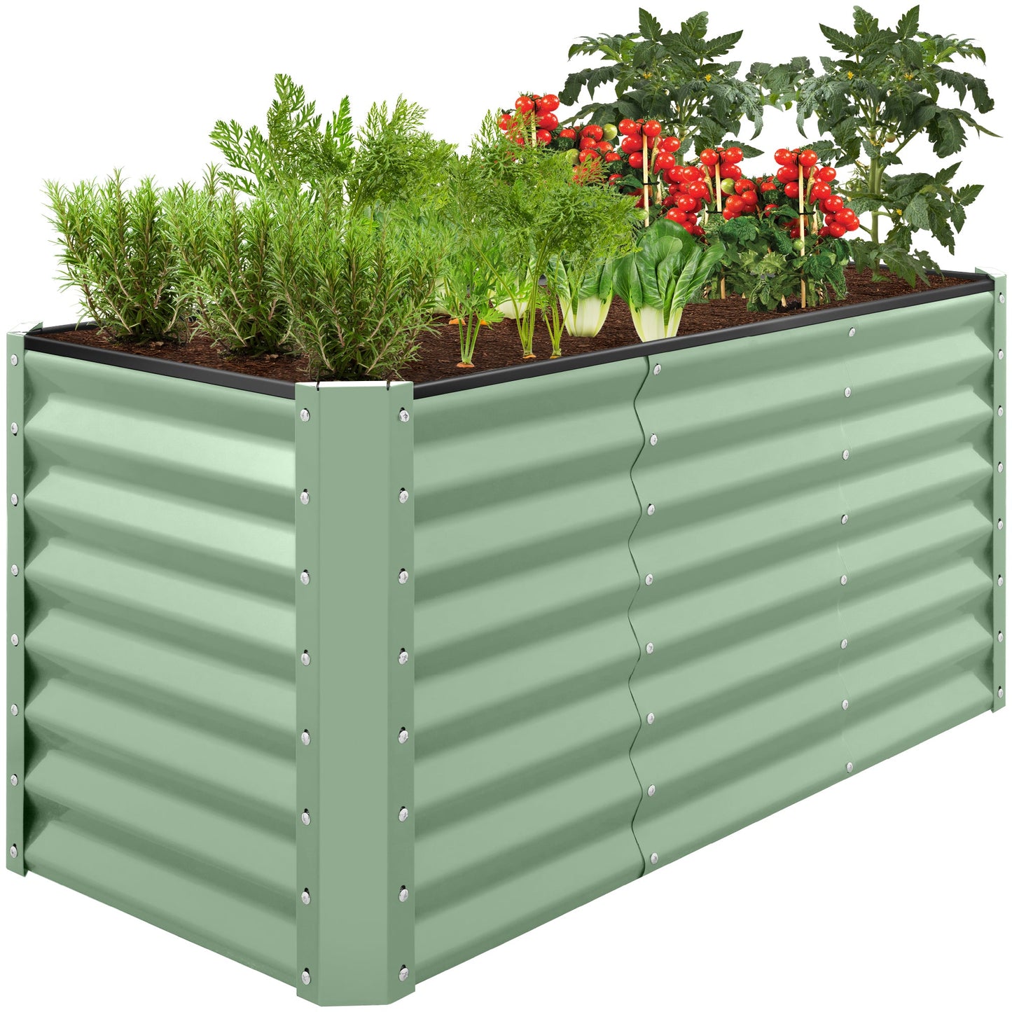 Outdoor Raised Metal Garden Bed for Vegetables Flowers Herbs - 4x2x2ft