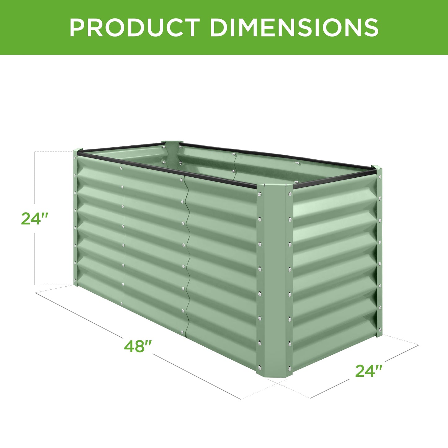 Outdoor Raised Metal Garden Bed for Vegetables Flowers Herbs - 4x2x2ft