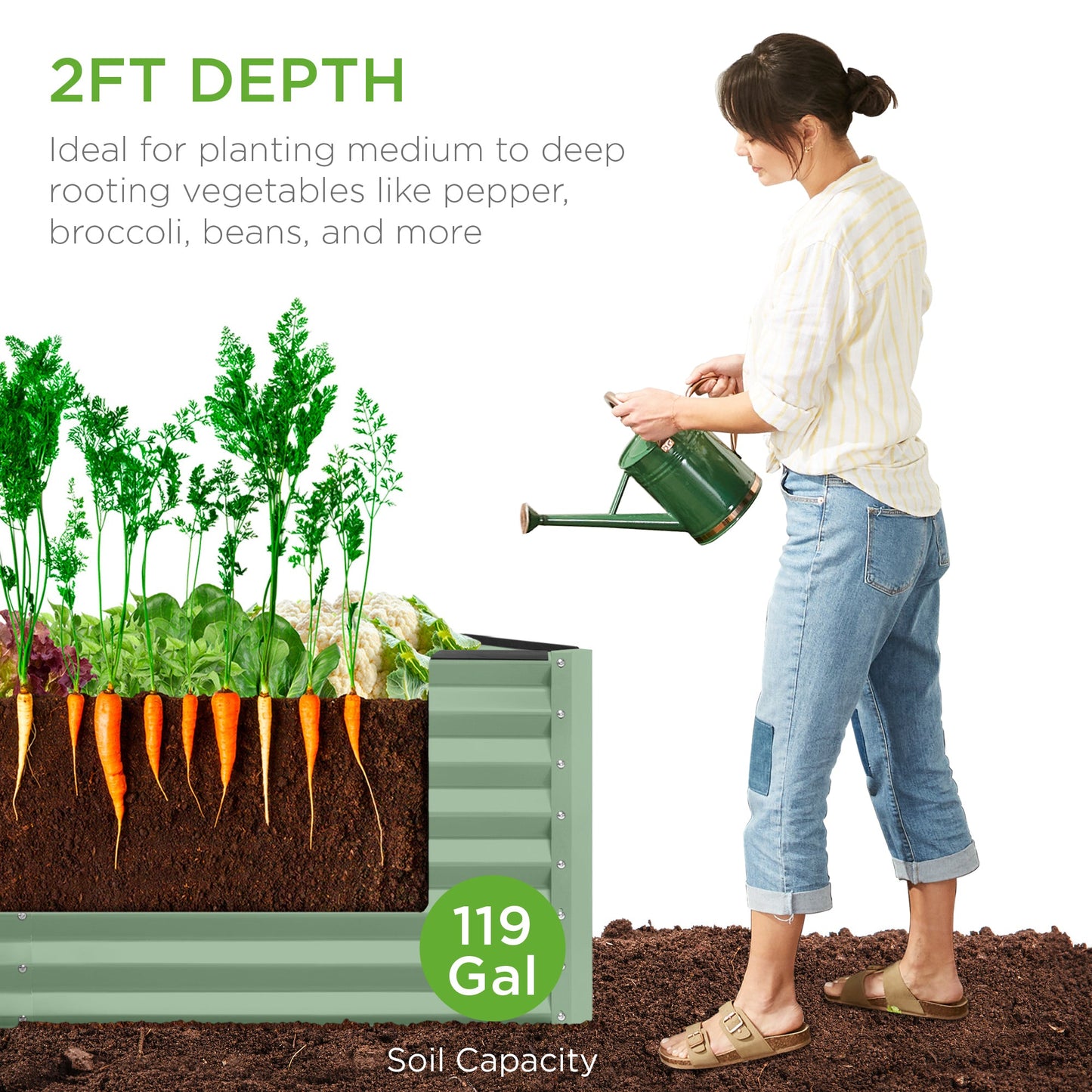 Outdoor Raised Metal Garden Bed for Vegetables Flowers Herbs - 4x2x2ft