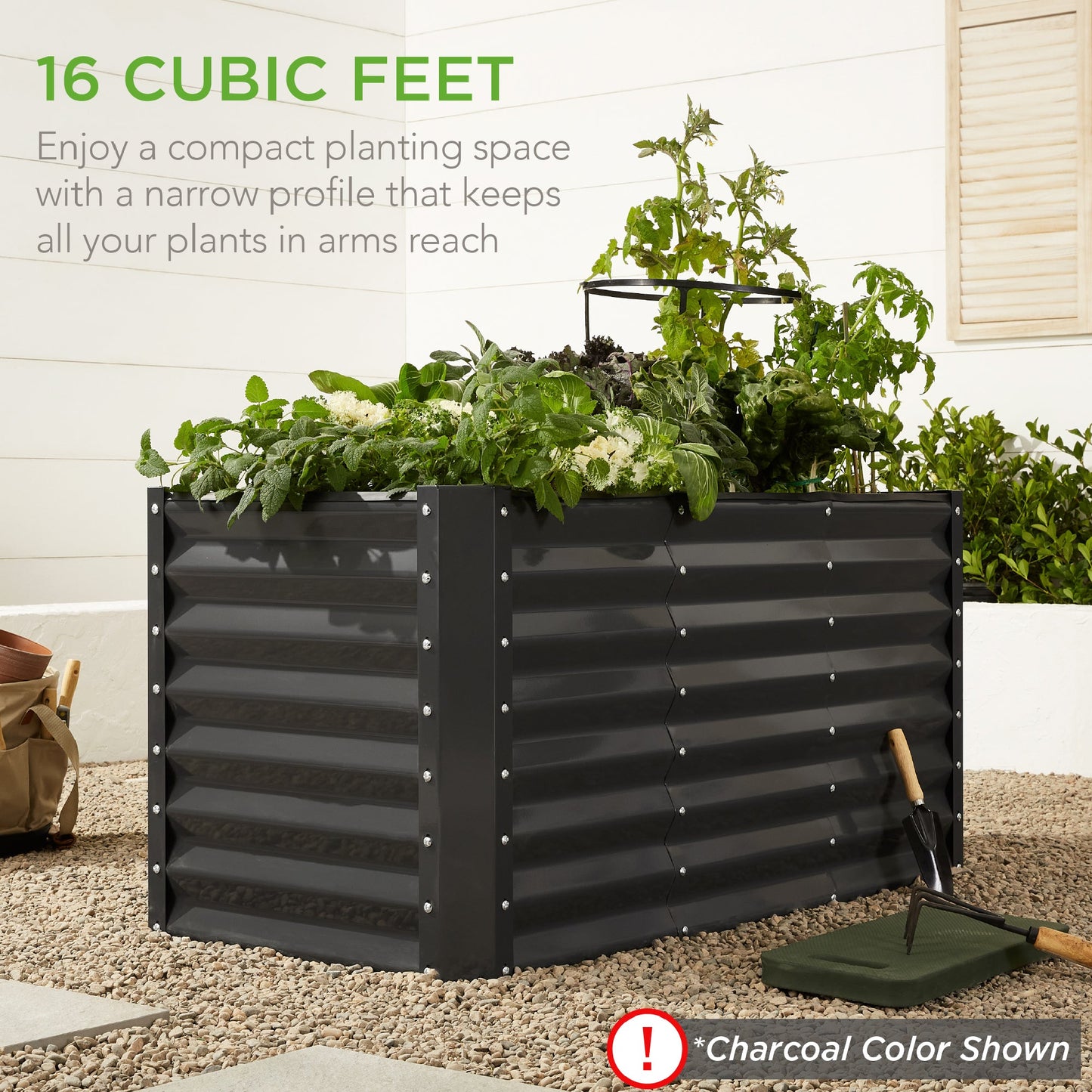Outdoor Raised Metal Garden Bed for Vegetables Flowers Herbs - 4x2x2ft