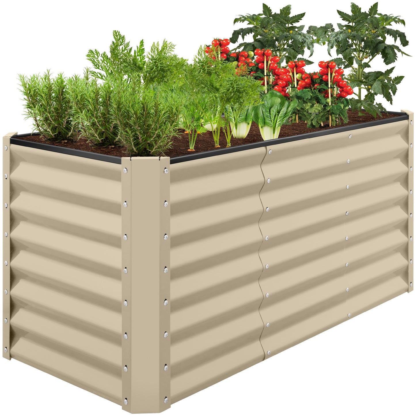 Outdoor Raised Metal Garden Bed for Vegetables Flowers Herbs - 4x2x2ft