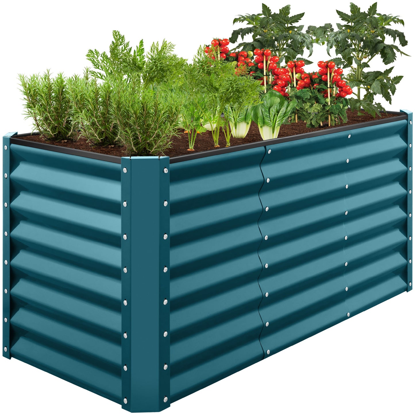Outdoor Raised Metal Garden Bed for Vegetables Flowers Herbs - 4x2x2ft