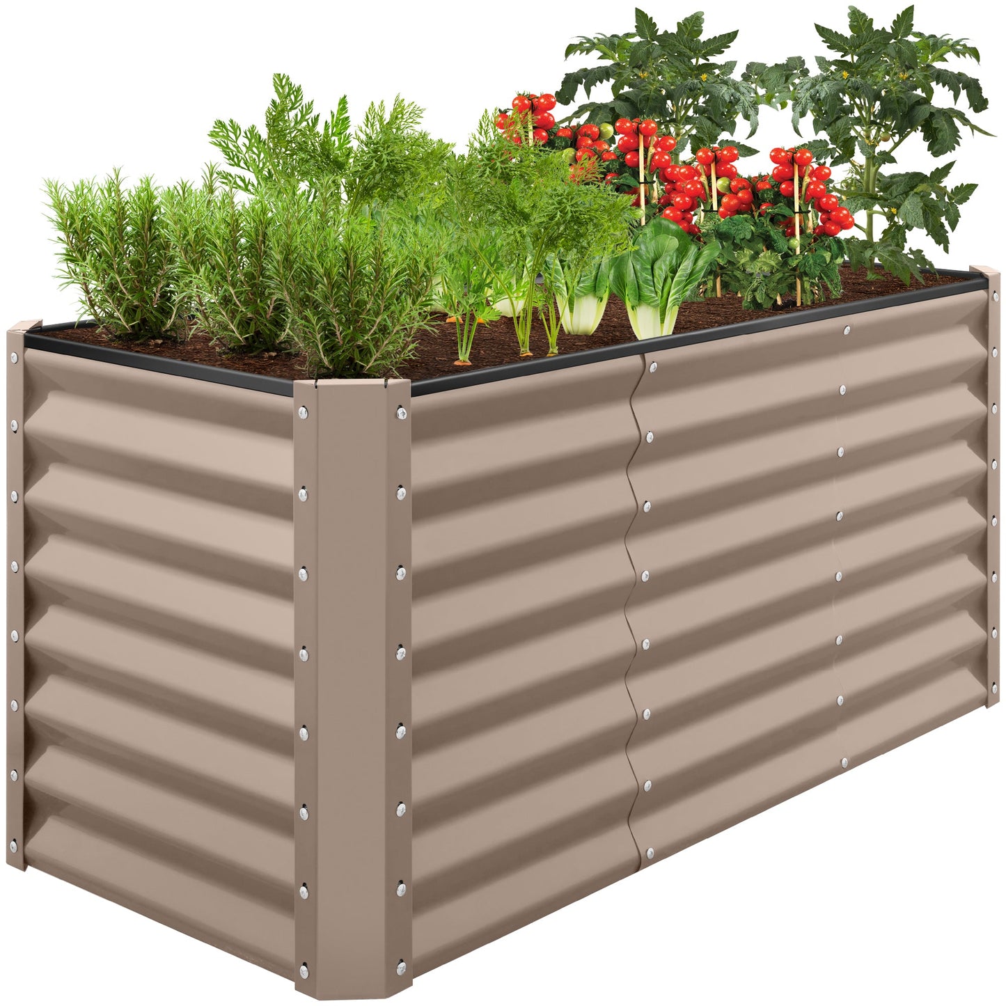 Outdoor Raised Metal Garden Bed for Vegetables Flowers Herbs - 4x2x2ft
