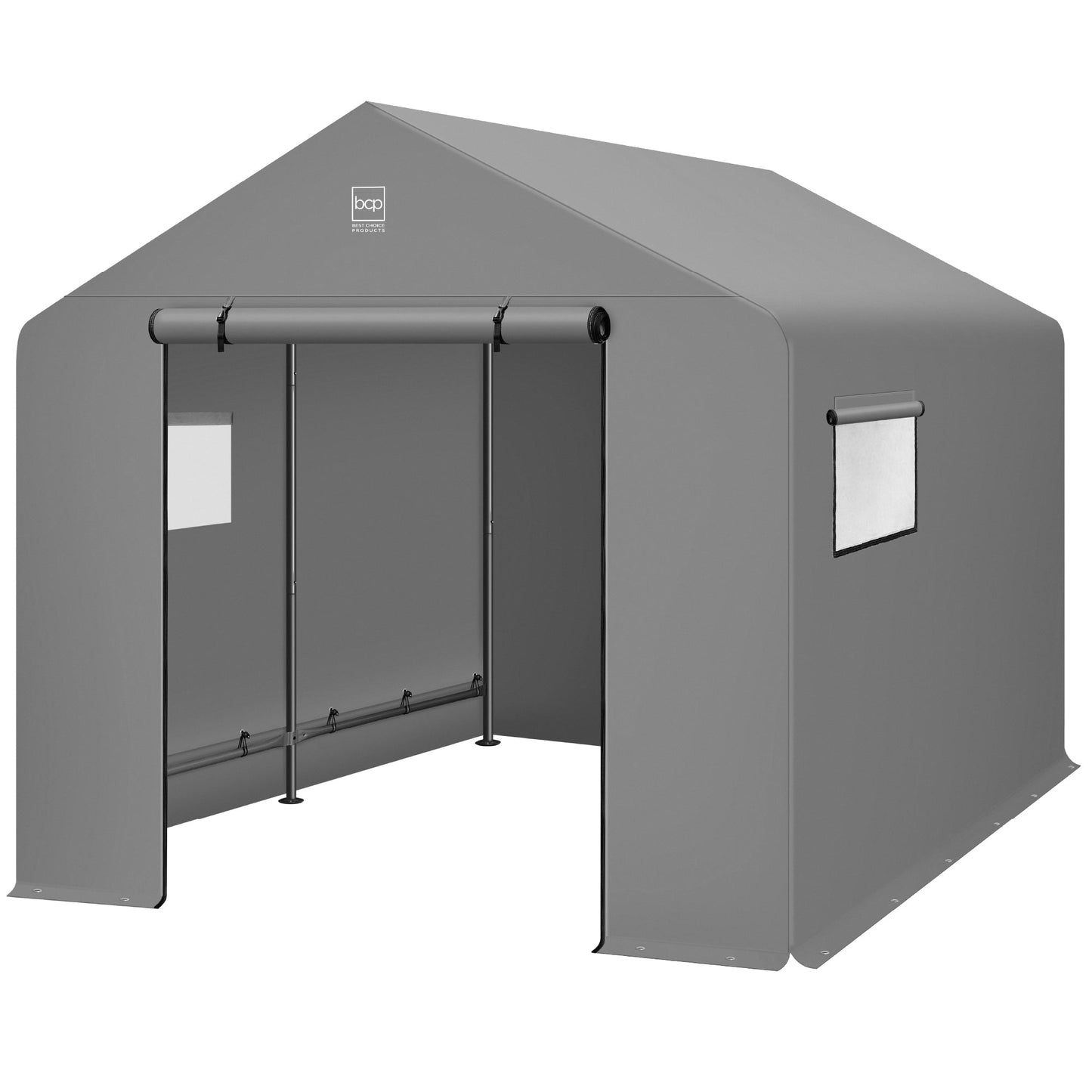 Outdoor Fabric Storage Shed w/ Metal Frame Dual Zipper Doors - 10x8ft