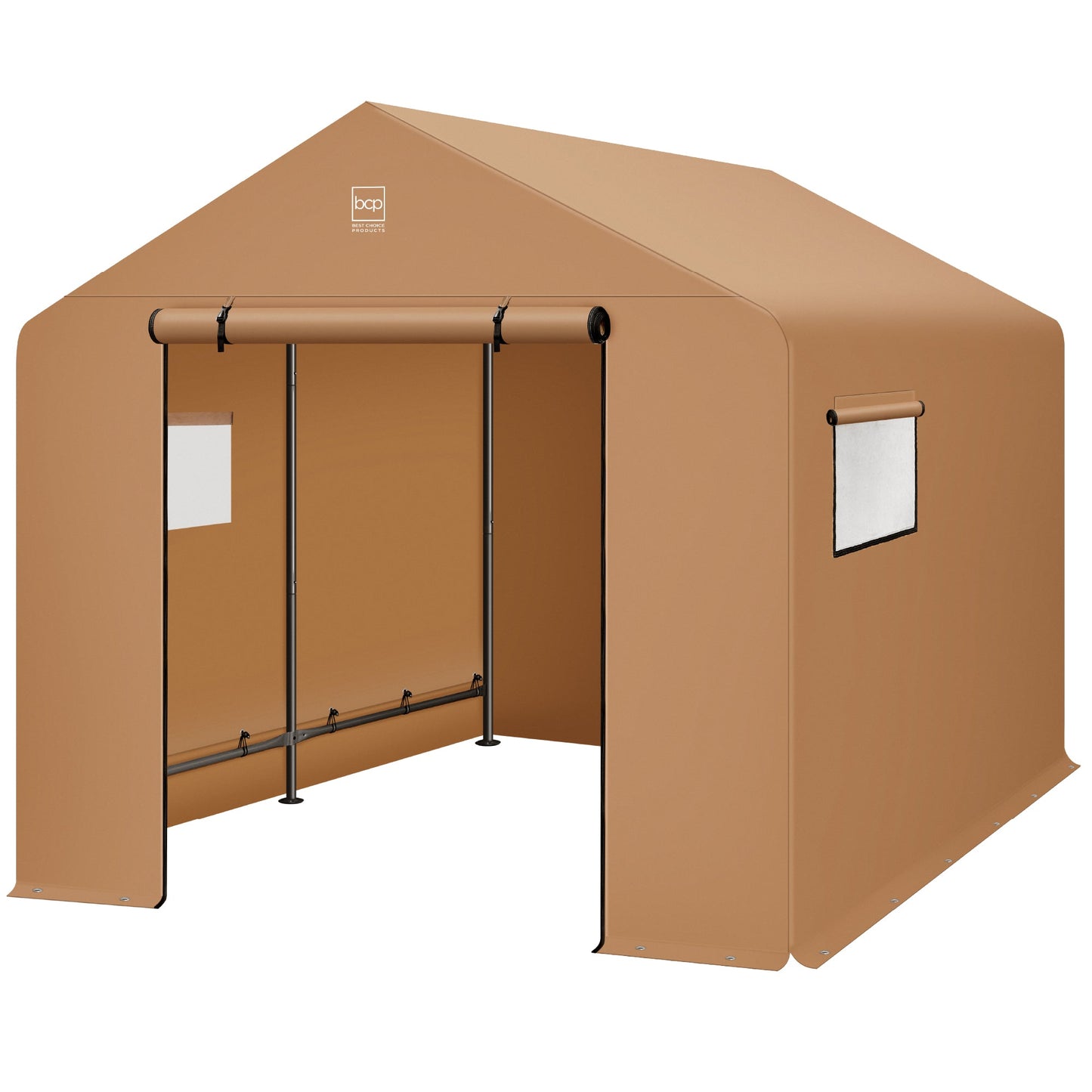 Outdoor Fabric Storage Shed w/ Metal Frame Dual Zipper Doors - 10x8ft
