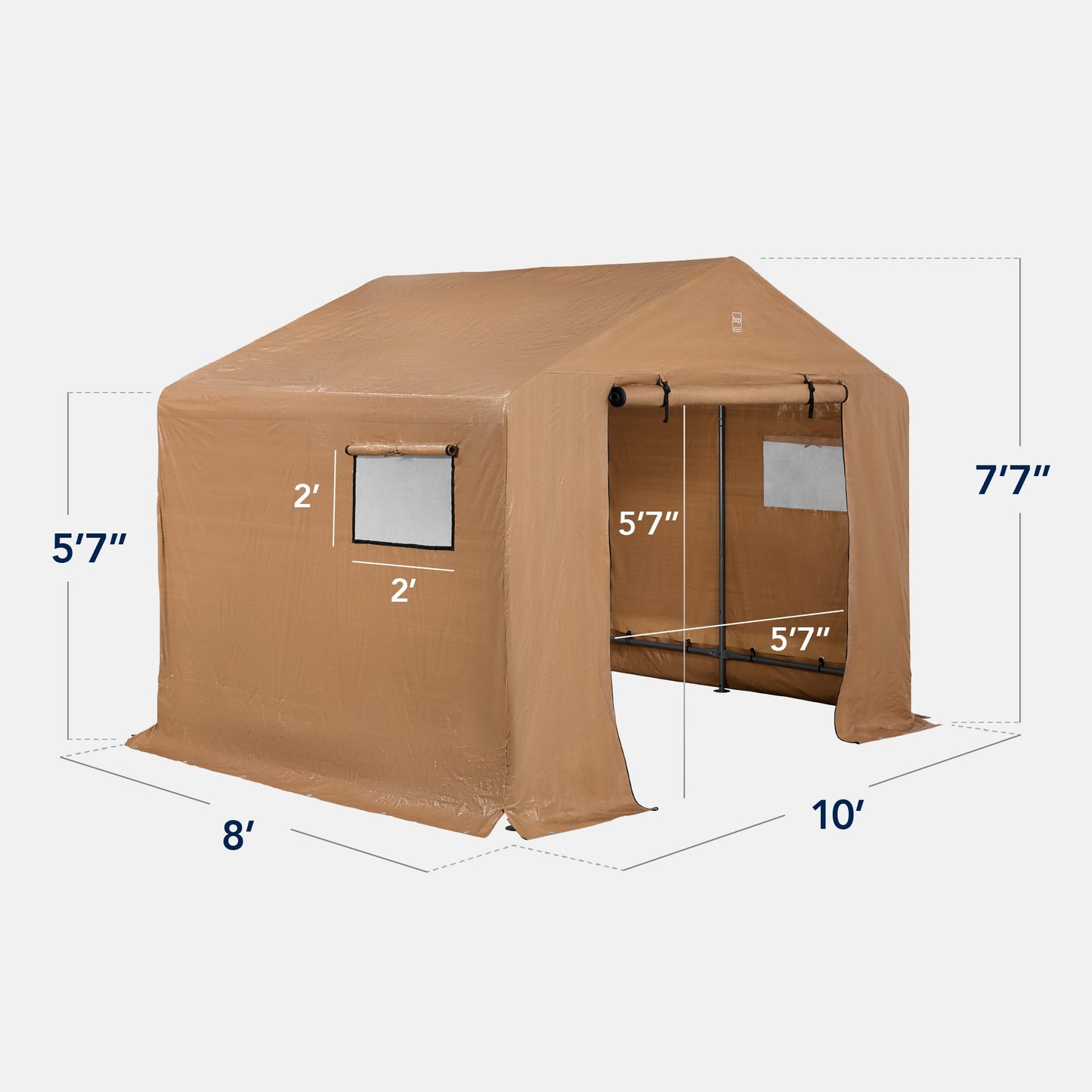 Outdoor Fabric Storage Shed w/ Metal Frame Dual Zipper Doors - 10x8ft