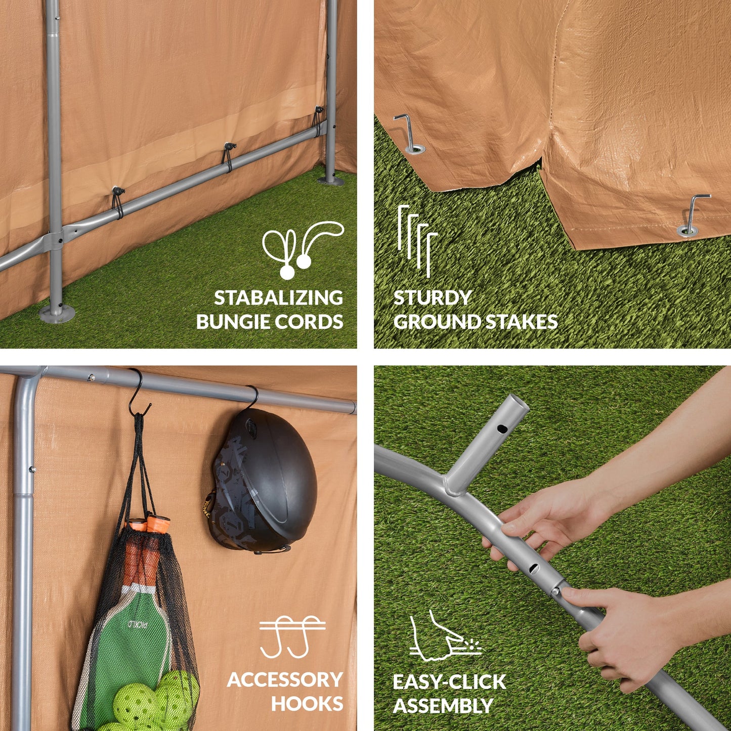 Outdoor Fabric Storage Shed w/ Metal Frame Dual Zipper Doors - 10x8ft