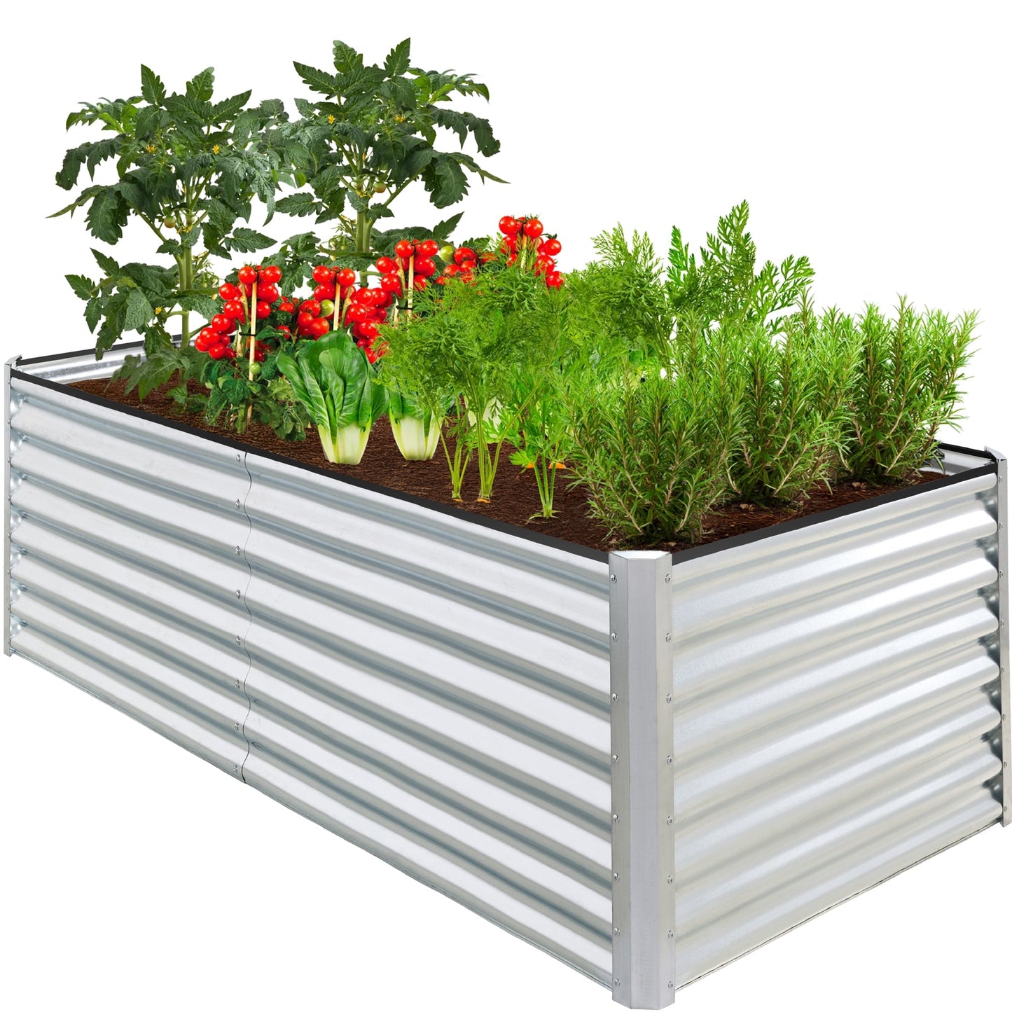 Outdoor Metal Raised Garden Bed for Vegetables Flowers Herbs - 6x3x2ft