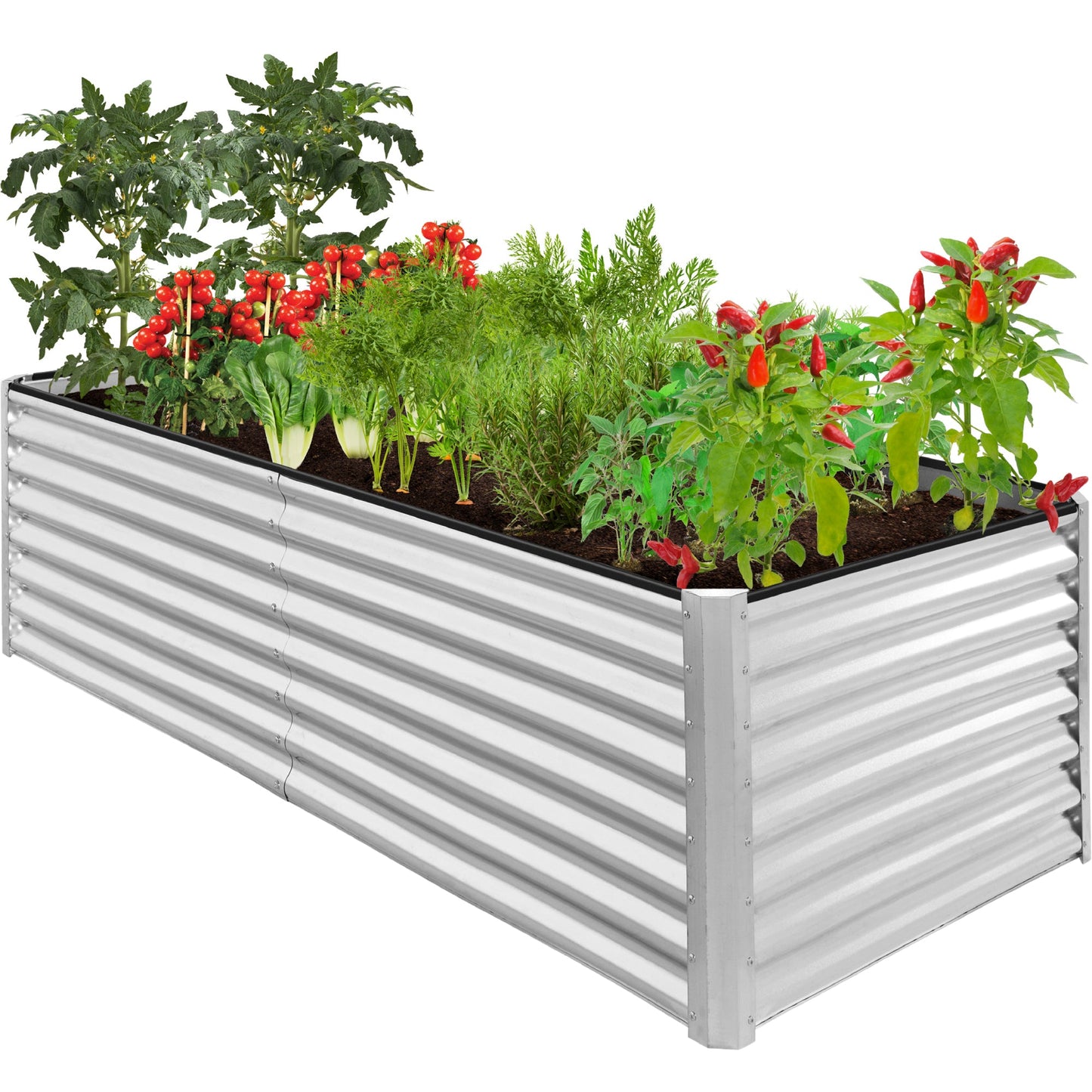 Outdoor Metal Raised Garden Bed for Vegetables Flowers Herbs - 8x4x2ft