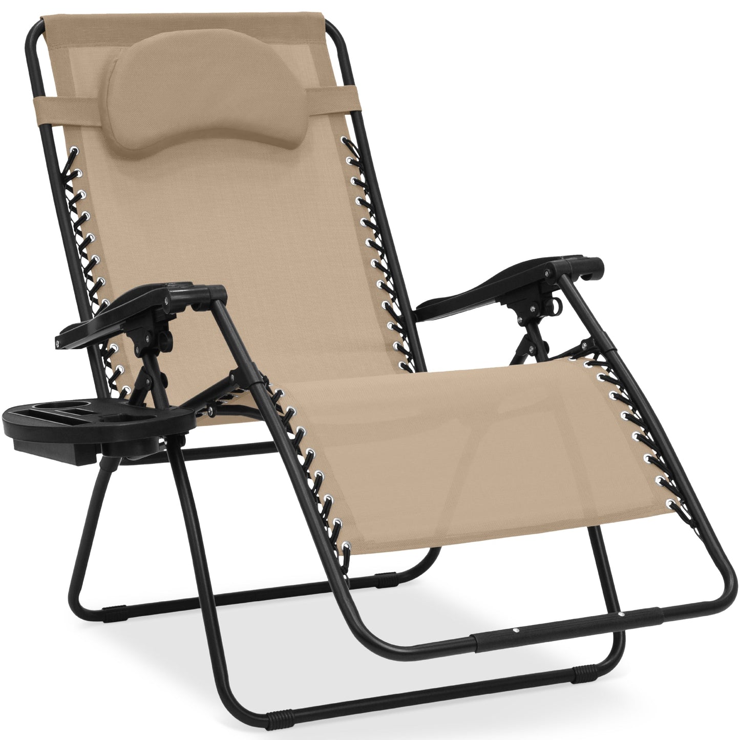 Oversized Reclining Zero Gravity Chair Lounger w/ Cup Holder Pillow