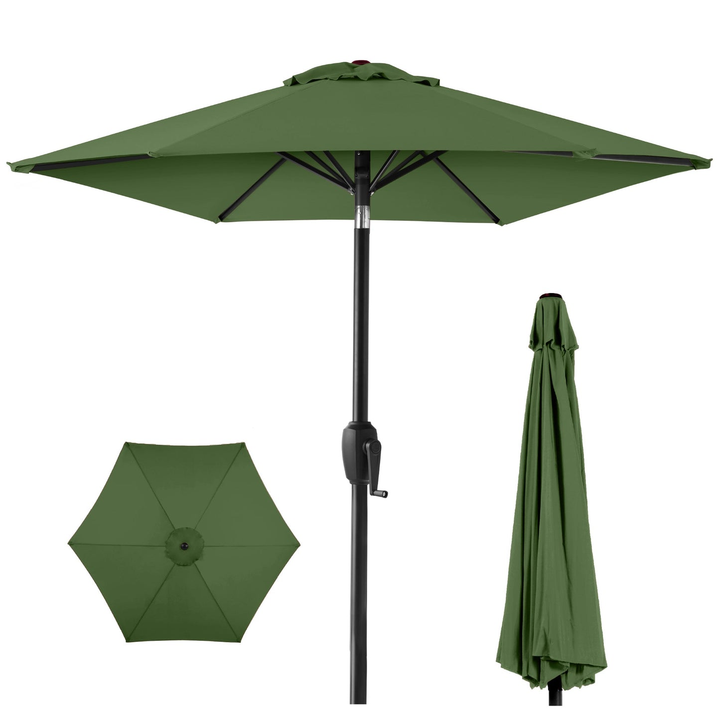Outdoor Market Patio Umbrella w/ Push Button Tilt Crank Lift - 7.5ft