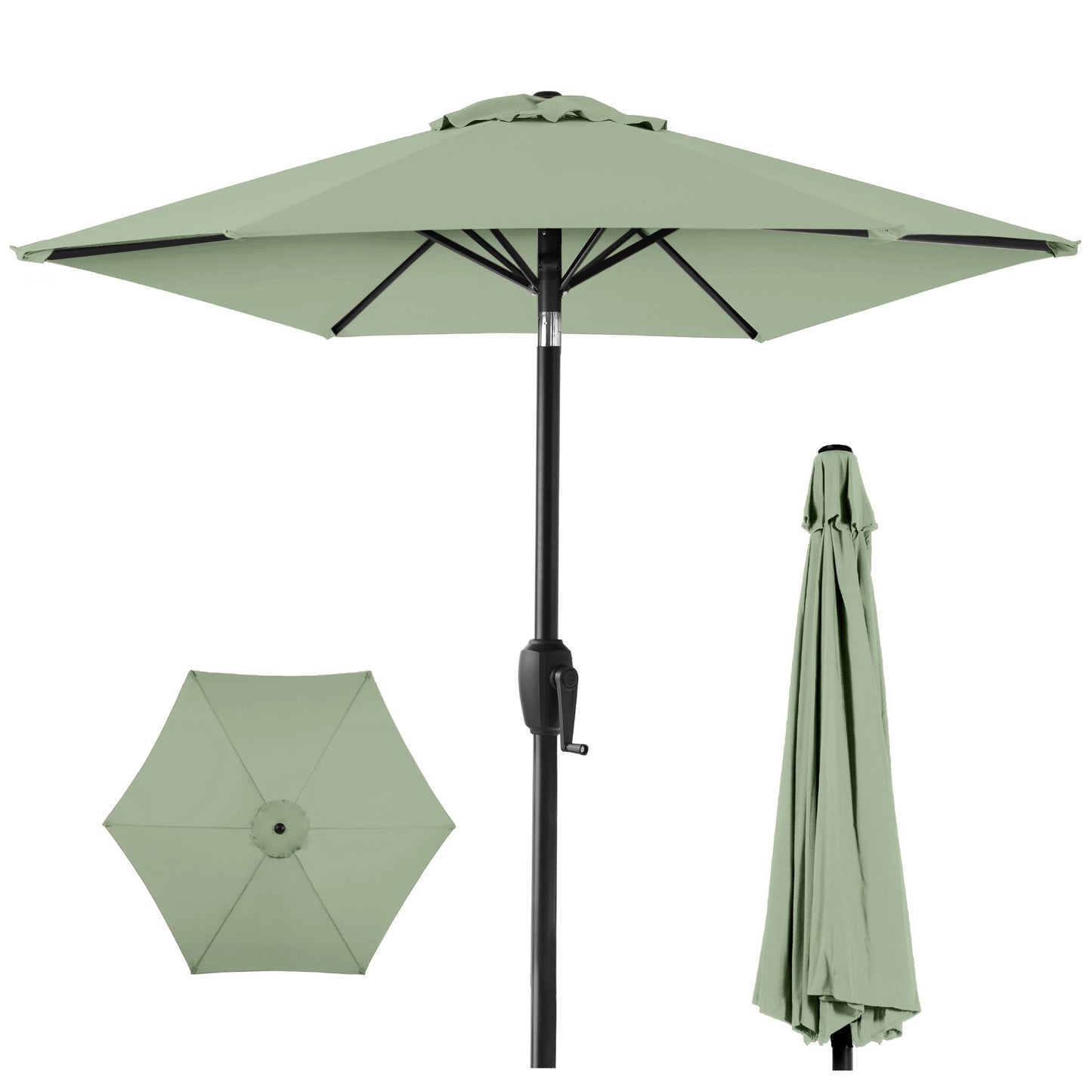 Outdoor Market Patio Umbrella w/ Push Button Tilt Crank Lift - 7.5ft
