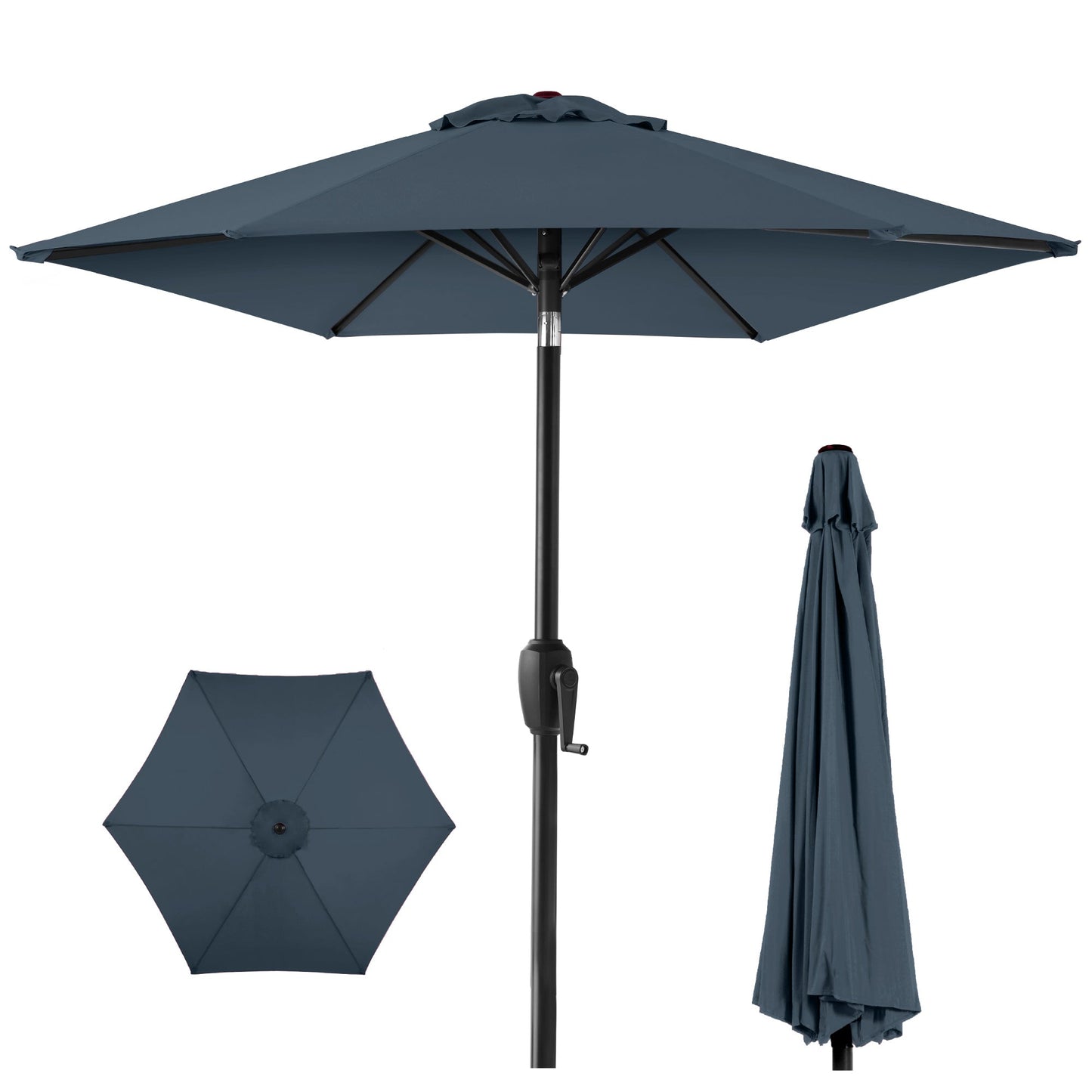 Outdoor Market Patio Umbrella w/ Push Button Tilt Crank Lift - 7.5ft