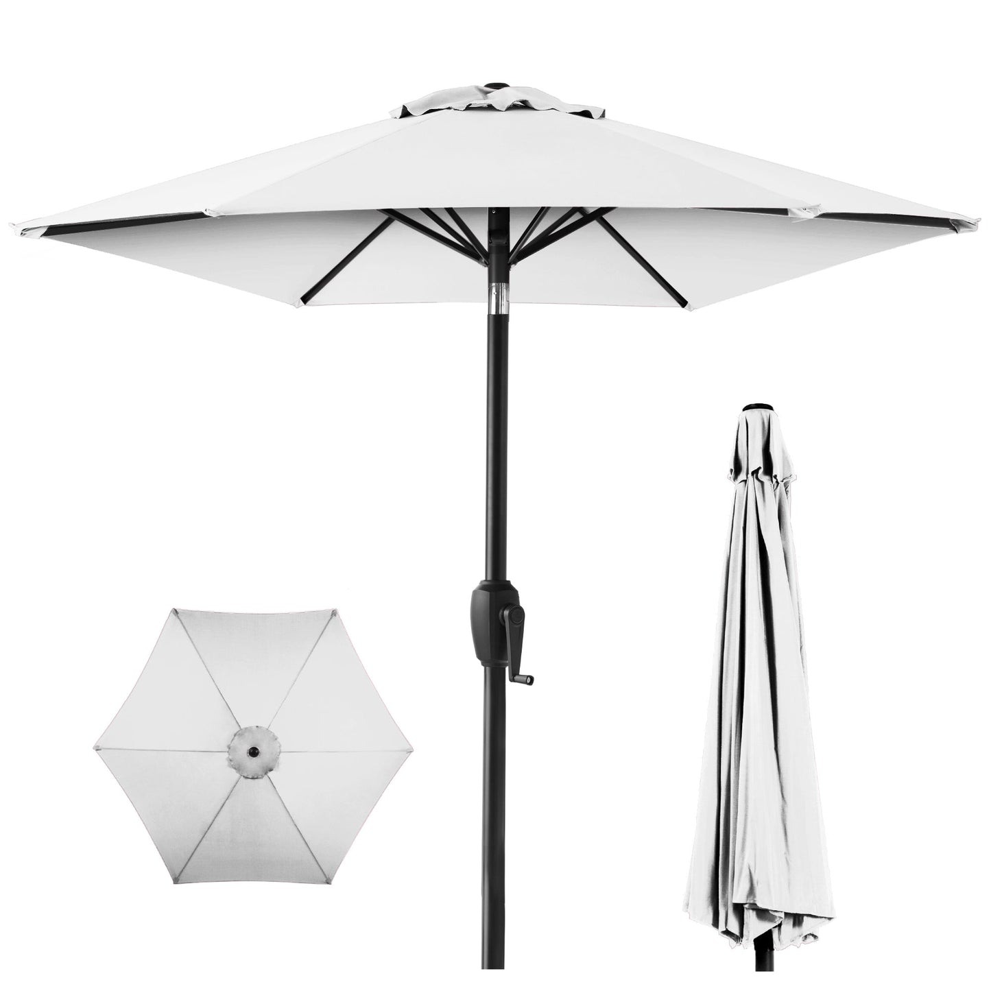 Outdoor Market Patio Umbrella w/ Push Button Tilt Crank Lift - 7.5ft
