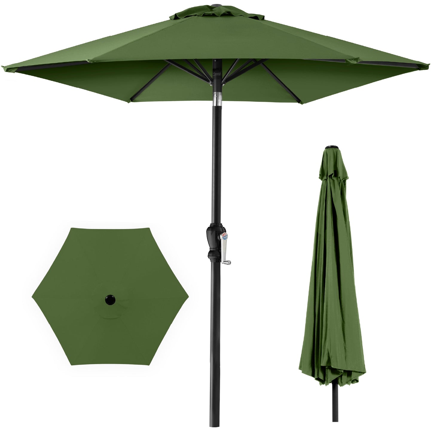 Outdoor Steel Market Patio Umbrella Decoration w/ Tilt Crank Lift - 10ft
