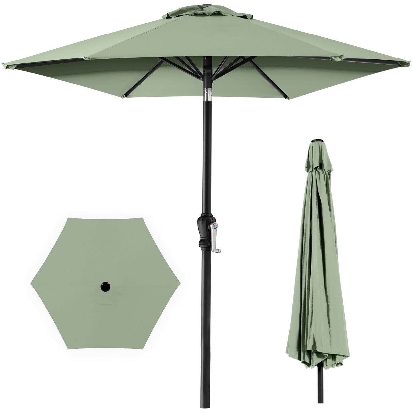 Outdoor Steel Market Patio Umbrella Decoration w/ Tilt Crank Lift - 10ft
