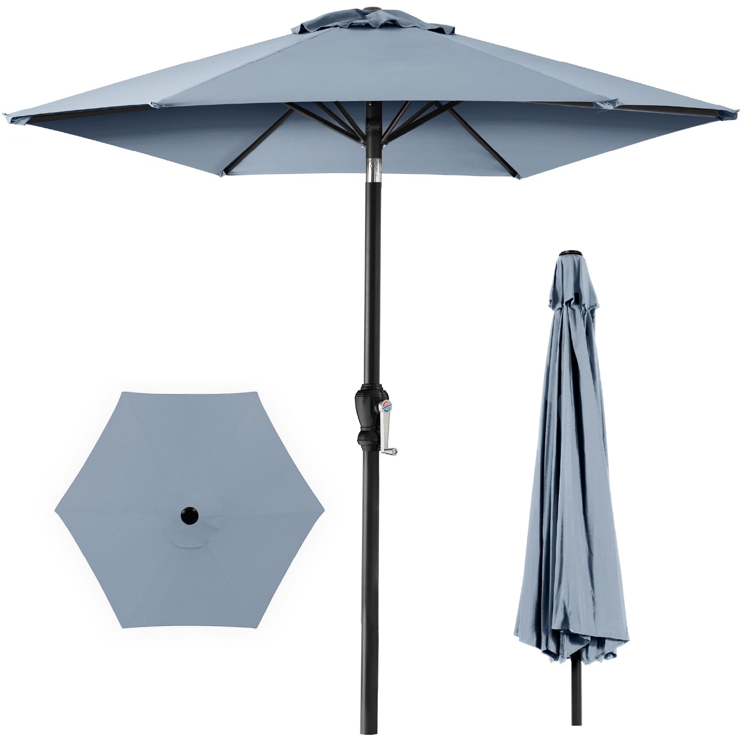 Outdoor Steel Market Patio Umbrella Decoration w/ Tilt Crank Lift - 10ft