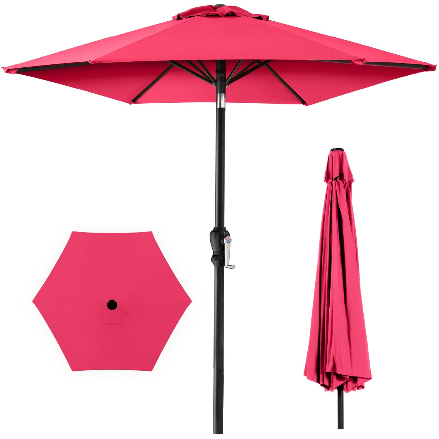 Outdoor Steel Market Patio Umbrella Decoration w/ Tilt Crank Lift - 10ft