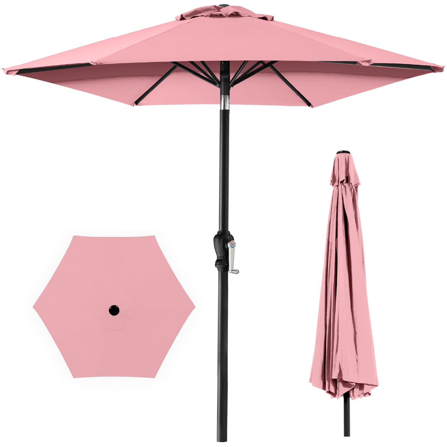 Outdoor Steel Market Patio Umbrella Decoration w/ Tilt Crank Lift - 10ft