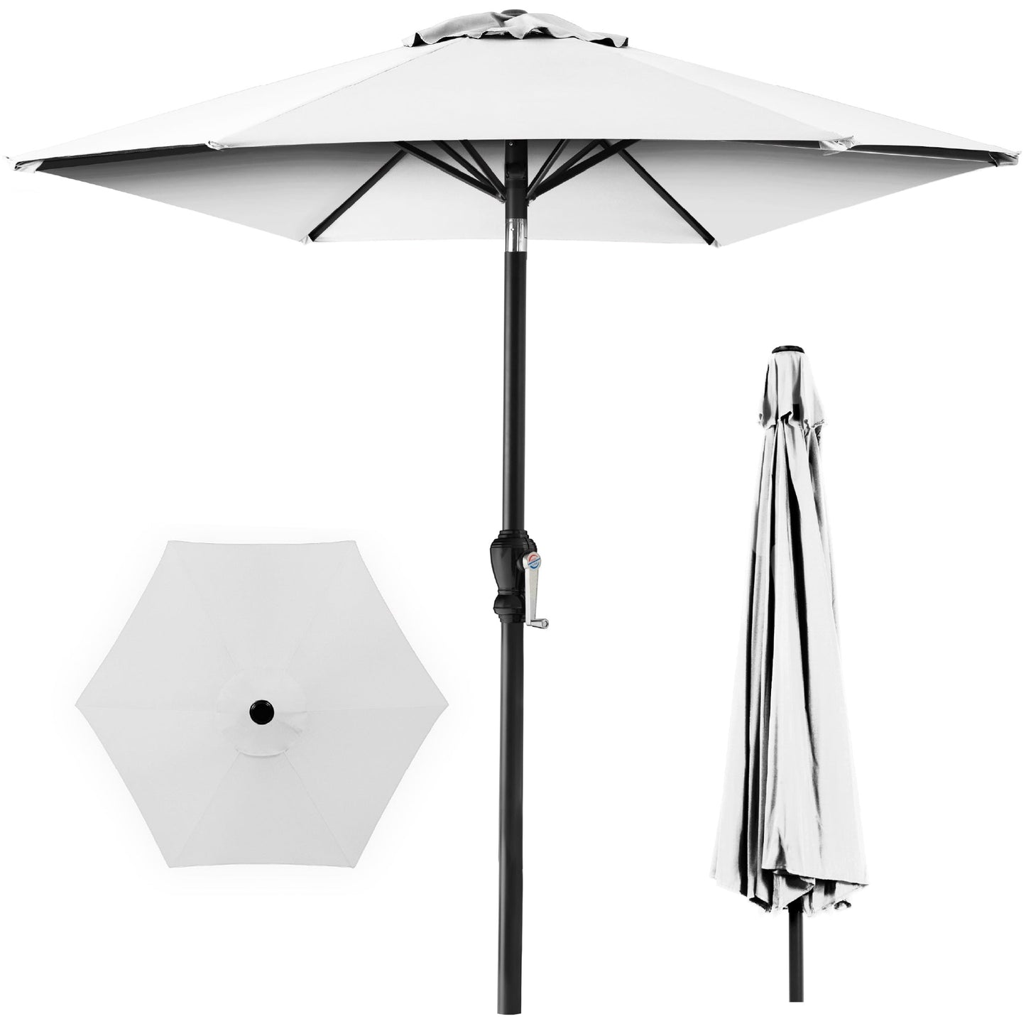 Outdoor Steel Market Patio Umbrella Decoration w/ Tilt Crank Lift - 10ft