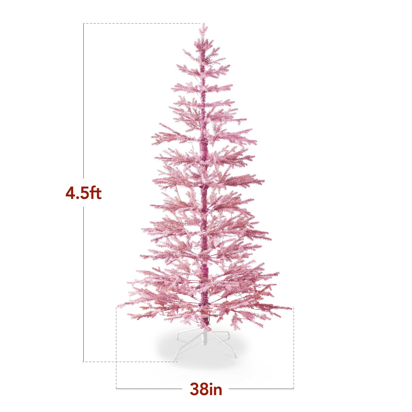 Pink Pre-Lit Sparse Flocked Christmas Tree w/ 2-in-1 LEDs Cordless Connection