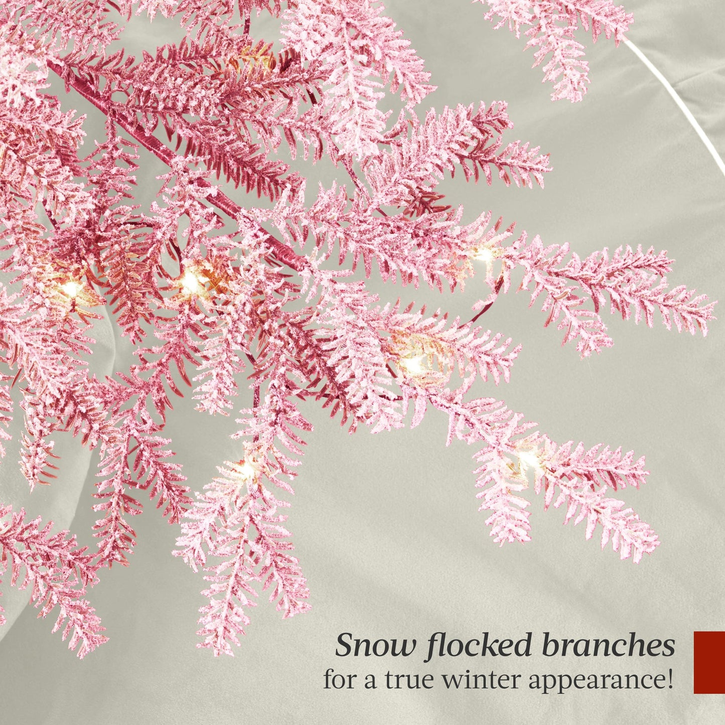 Pink Pre-Lit Sparse Flocked Christmas Tree w/ 2-in-1 LEDs Cordless Connection