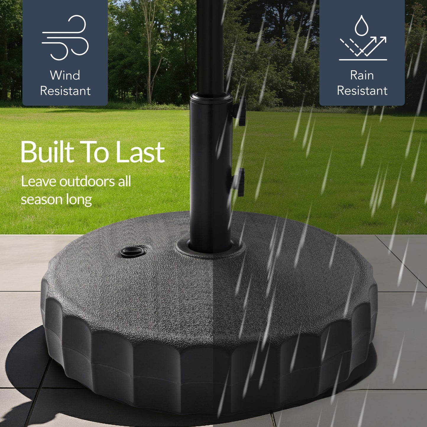Plastic Patio Umbrella Base Pole Holder Accessory w/ Adjustable Knob